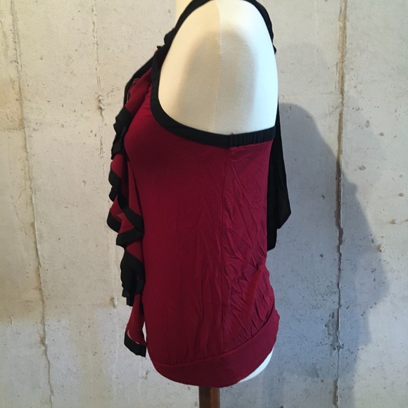 NEW LIMITED Halter Ruffle Red Black Tank Small - Picture 4 of 8